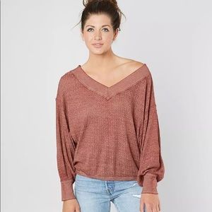 free people south side thermal clay red